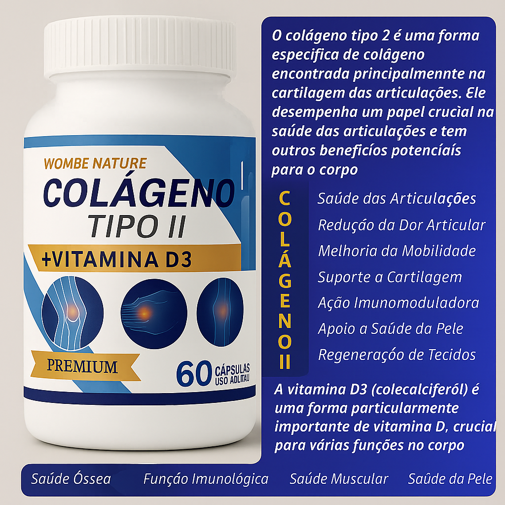 🔥Black Friday🔥 Kit 3 Colágeno tipo 2 - Cálcio, Magnésio, Vitamina D3, Vitamina K2 - 180 Cápsulas