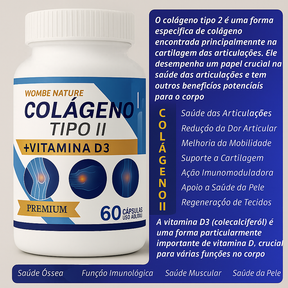 🔥Black Friday🔥 Kit 3 Colágeno tipo 2 - Cálcio, Magnésio, Vitamina D3, Vitamina K2 - 180 Cápsulas