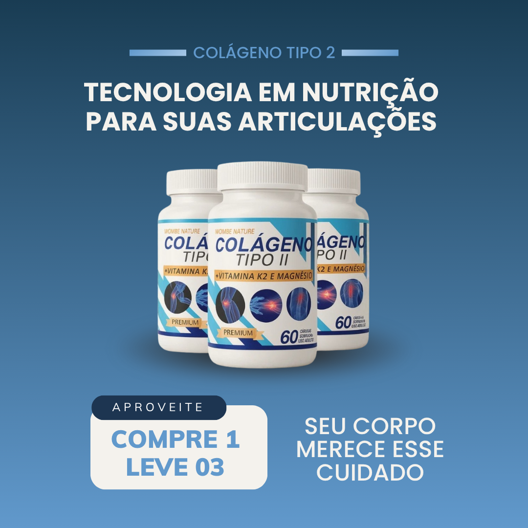 🔥Black Friday🔥 Kit 3 Colágeno tipo 2 - Cálcio, Magnésio, Vitamina D3, Vitamina K2 - 180 Cápsulas