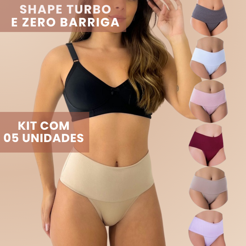 🔥Black Friday🔥 Kit 5 Calcinhas Shape Turbo e Zero Barriga