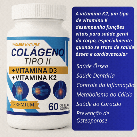 🔥Black Friday🔥 Kit 3 Colágeno tipo 2 - Cálcio, Magnésio, Vitamina D3, Vitamina K2 - 180 Cápsulas