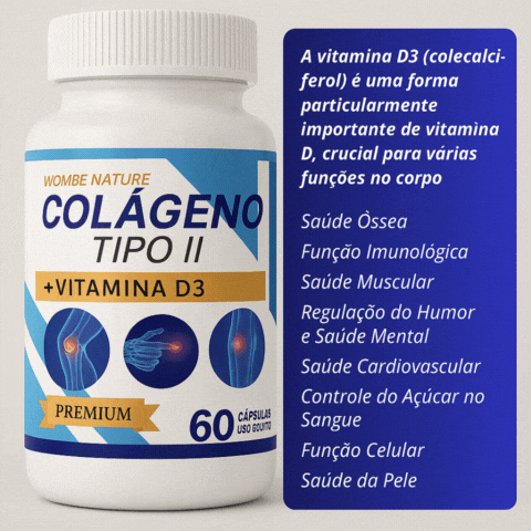 🔥Black Friday🔥 Kit 3 Colágeno tipo 2 - Cálcio, Magnésio, Vitamina D3, Vitamina K2 - 180 Cápsulas