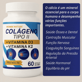 🔥Black Friday🔥 Kit 3 Colágeno tipo 2 - Cálcio, Magnésio, Vitamina D3, Vitamina K2 - 180 Cápsulas