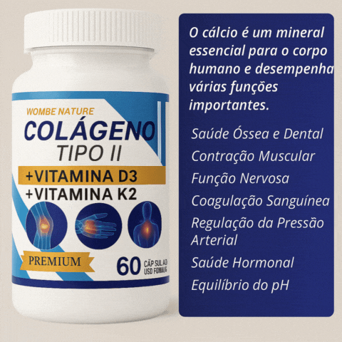 🔥Black Friday🔥 Kit 3 Colágeno tipo 2 - Cálcio, Magnésio, Vitamina D3, Vitamina K2 - 180 Cápsulas