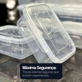 Kit 10 Marmitas Potes com Travas Laterais - Micro-ondas e Freezer