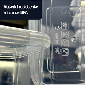 Kit 10 Marmitas Potes com Travas Laterais - Micro-ondas e Freezer