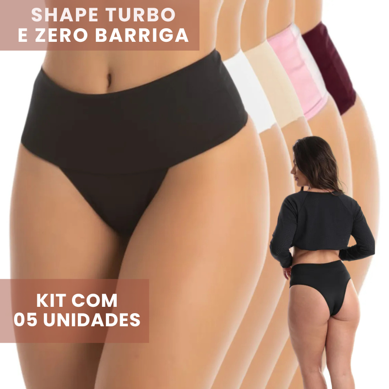 Kit 5 Calcinhas Super Compressão Shape Turbo e Zero Barriga