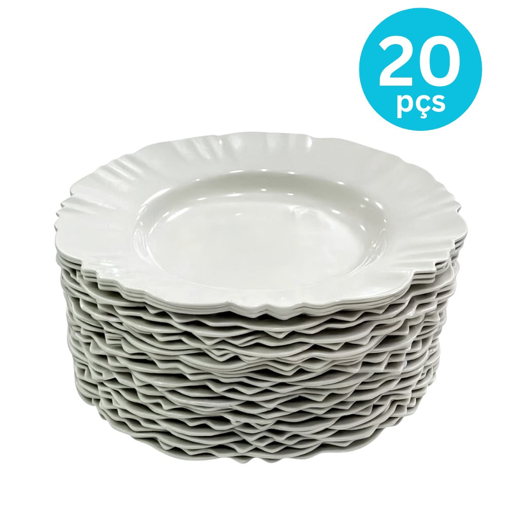 Kit Prato Fundo com Borda Branca