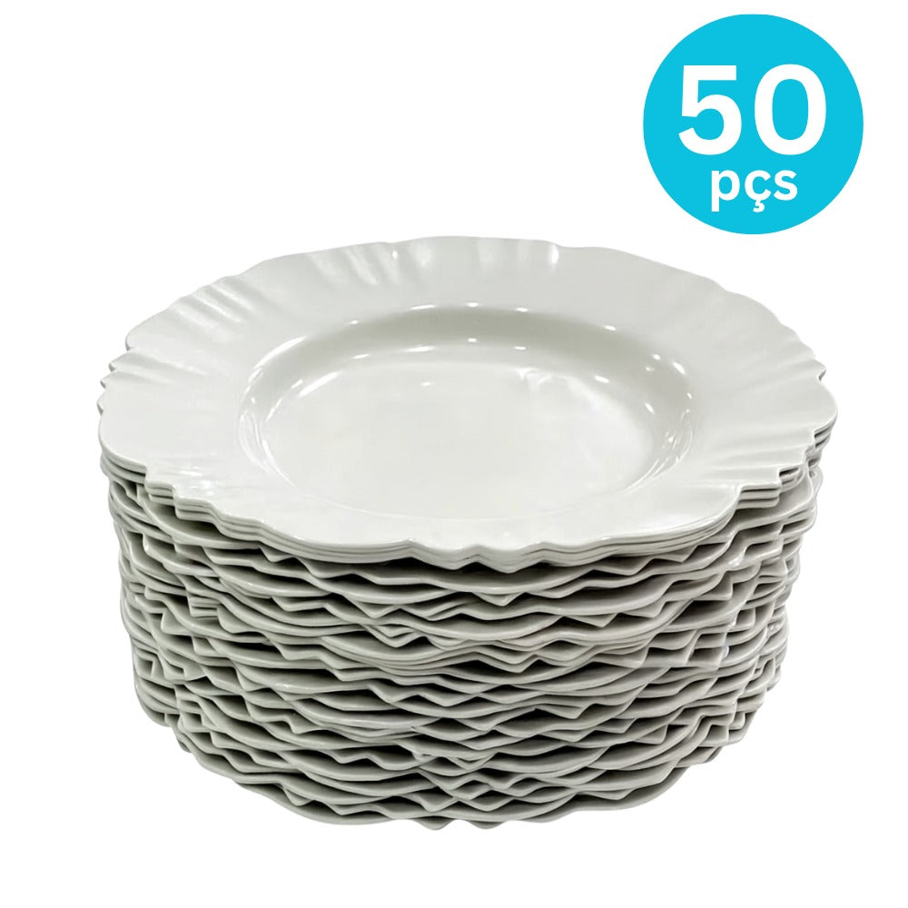 Kit Prato Fundo com Borda Branca