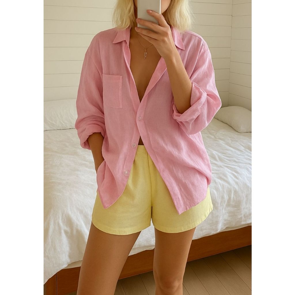 Camisa Feminina Premium de Linho Oversized