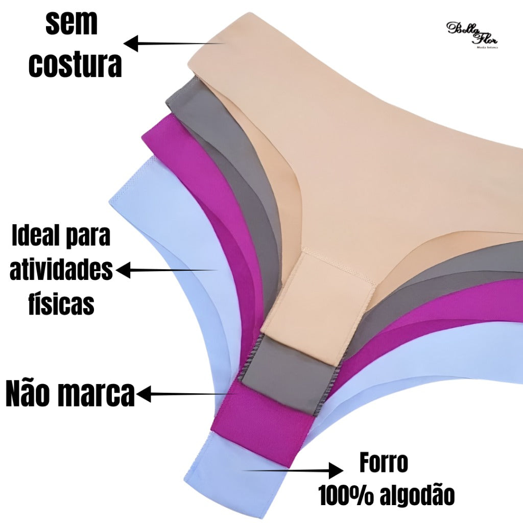 Kit 05 Calcinhas Sem Costura Tanga – Corte a Laser