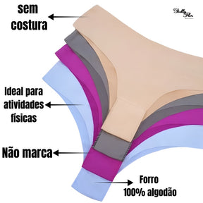 Kit 05 Calcinhas Sem Costura Tanga – Corte a Laser