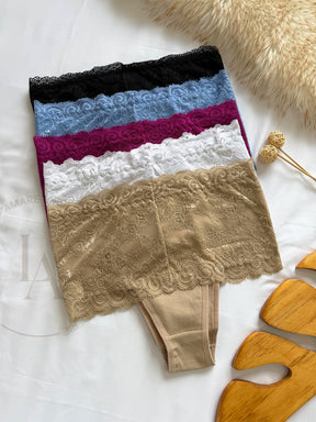 Kit de Calcinhas Modeladora Cinta Alta - Renda Luxo