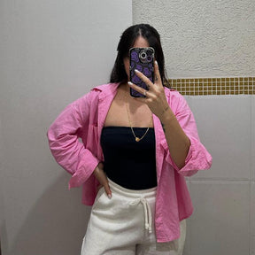 Camisa Feminina de Linho Oversized